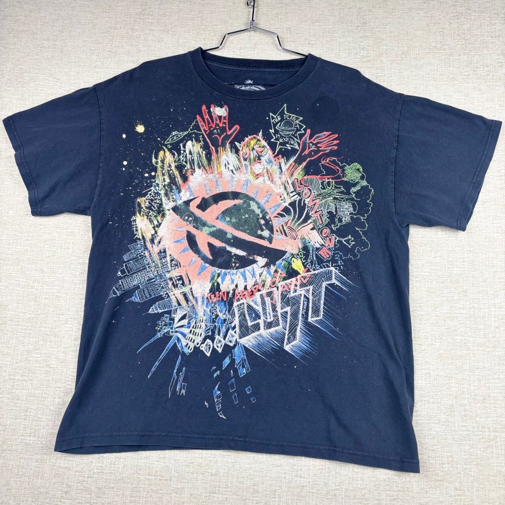 Basic Mens Graphic Tee Lutt Planet Exploding Abstract Art Black T-Shirt Large